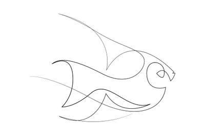 Canvas Print: Fluens - One Line Fish by Addillum - thumbnail