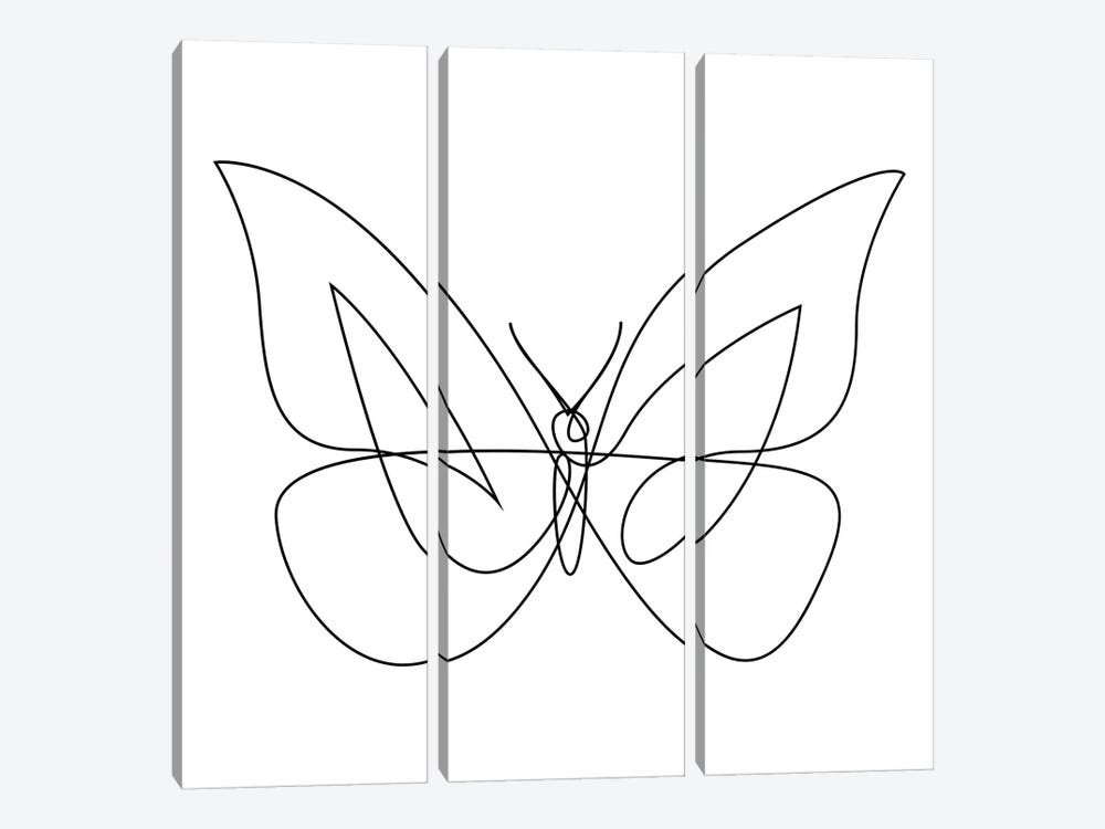 Butterfly XIX LB4 - Continuous Line by Addillum 3-piece Canvas Artwork