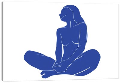 Blue Nude Canvas Art Print - The Cut Outs Collection