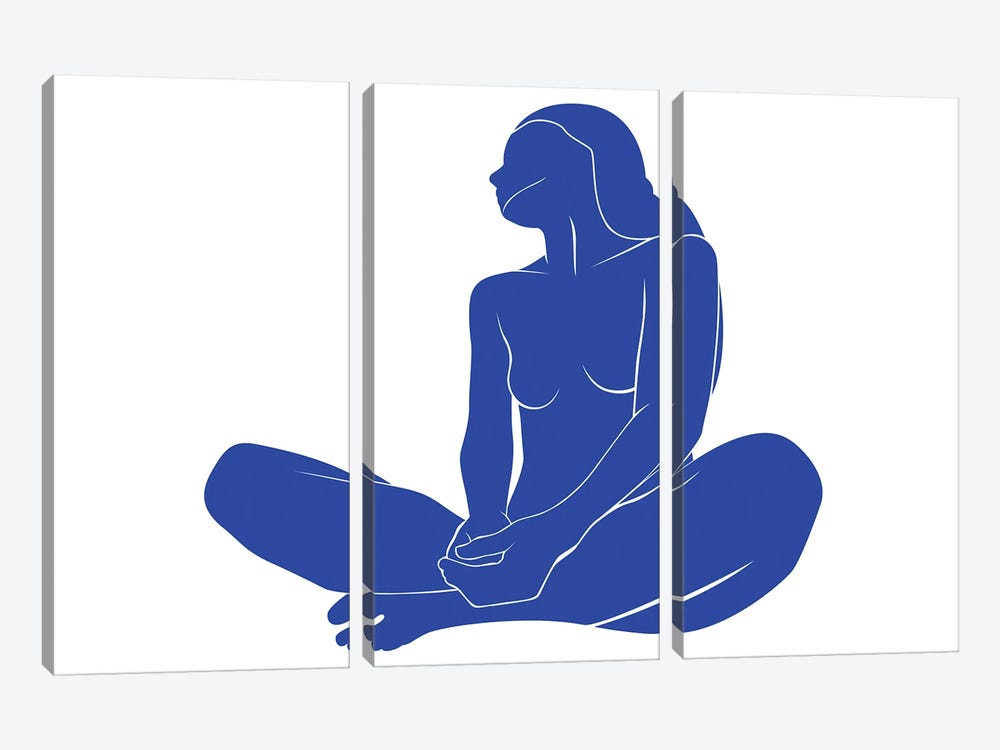 Blue Nude by Addillum 3-piece Canvas Art Print