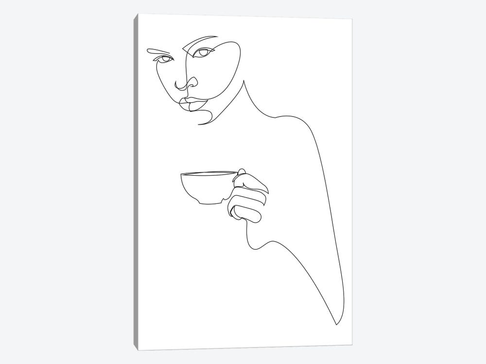 Coffee Girl - One Line by Addillum 1-piece Canvas Art