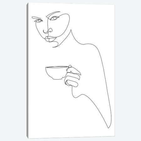 Coffee Girl - One Line Canvas Print #AUM30} by Addillum Canvas Wall Art