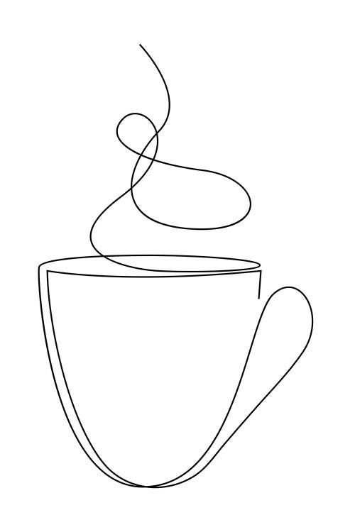 Coffee Or Tea Cup - Line Art by Addillum wall art
