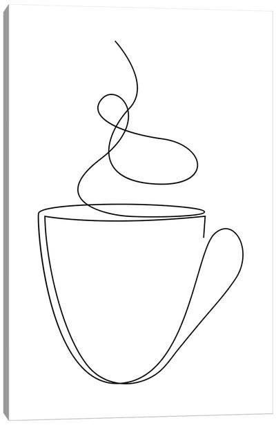 Coffee Or Tea Cup - Line Art Canvas Art Print - Addillum