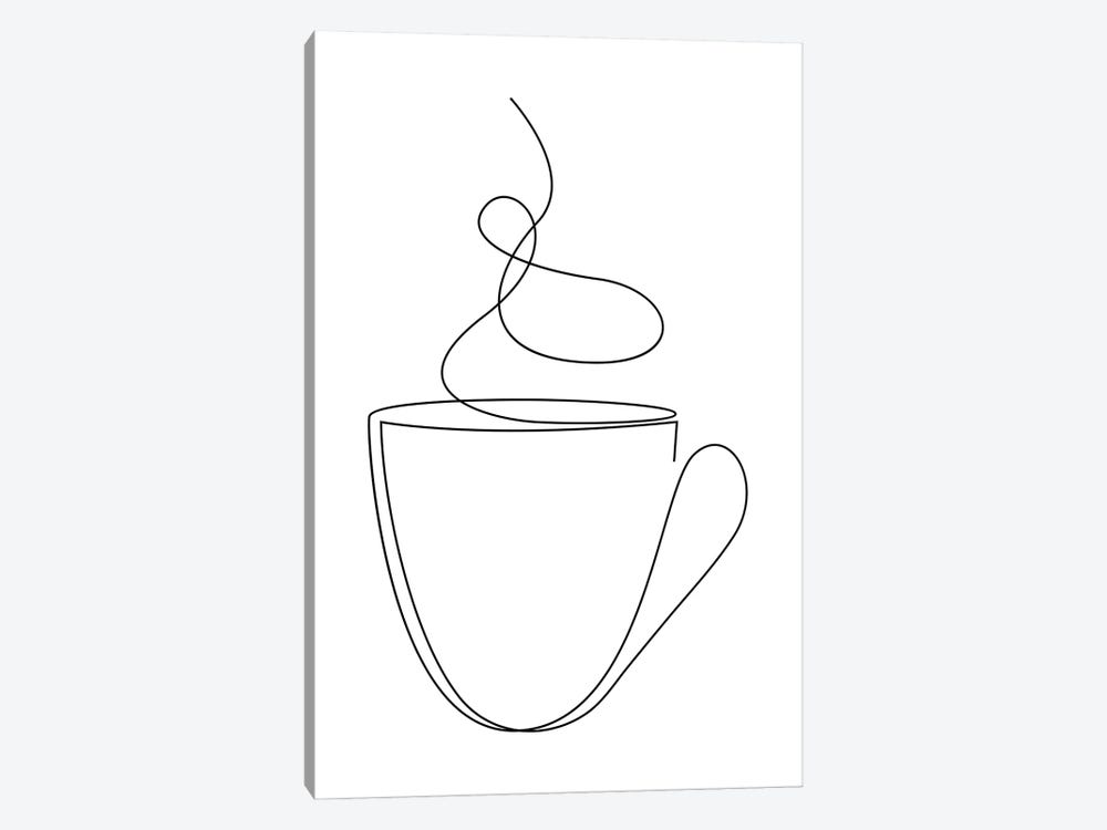 Coffee Or Tea Cup - Line Art by Addillum 1-piece Canvas Art Print