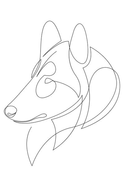 Collie - One Line Dog by Addillum framed wall art