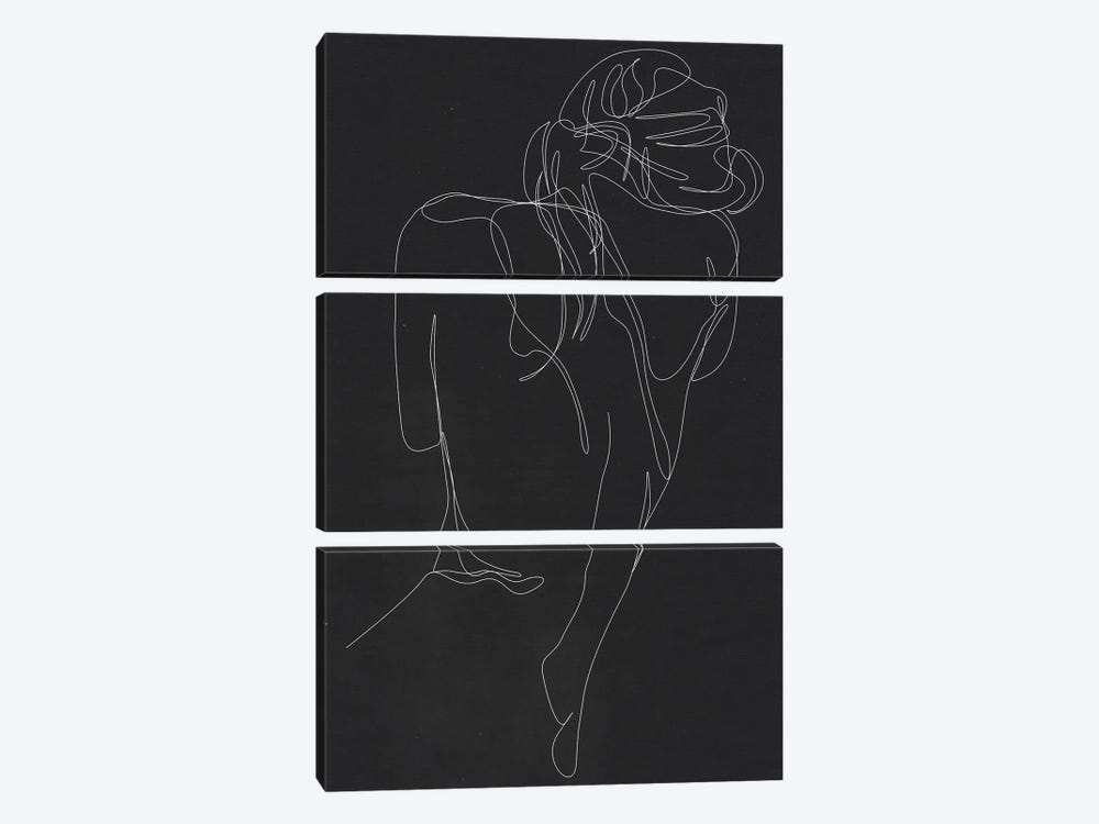 Concealment - One Line Art - Noir by Addillum 3-piece Canvas Art Print