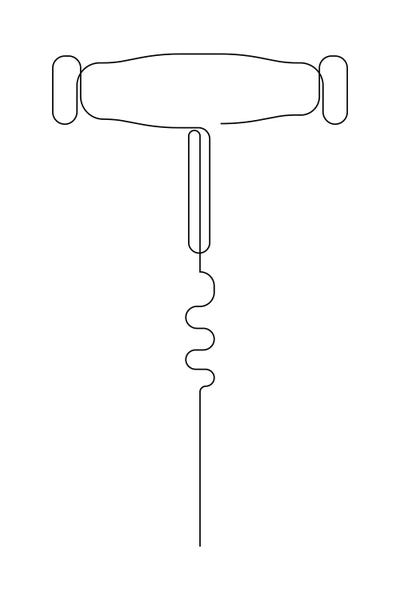 Black & White Minimalist Décor: Corkscrew - Wine Equipment - One Line by Addillum
