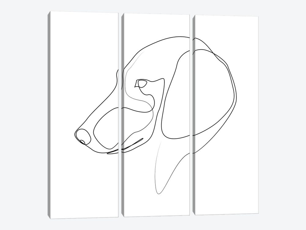 Dachshund - One Line Dog by Addillum 3-piece Canvas Wall Art