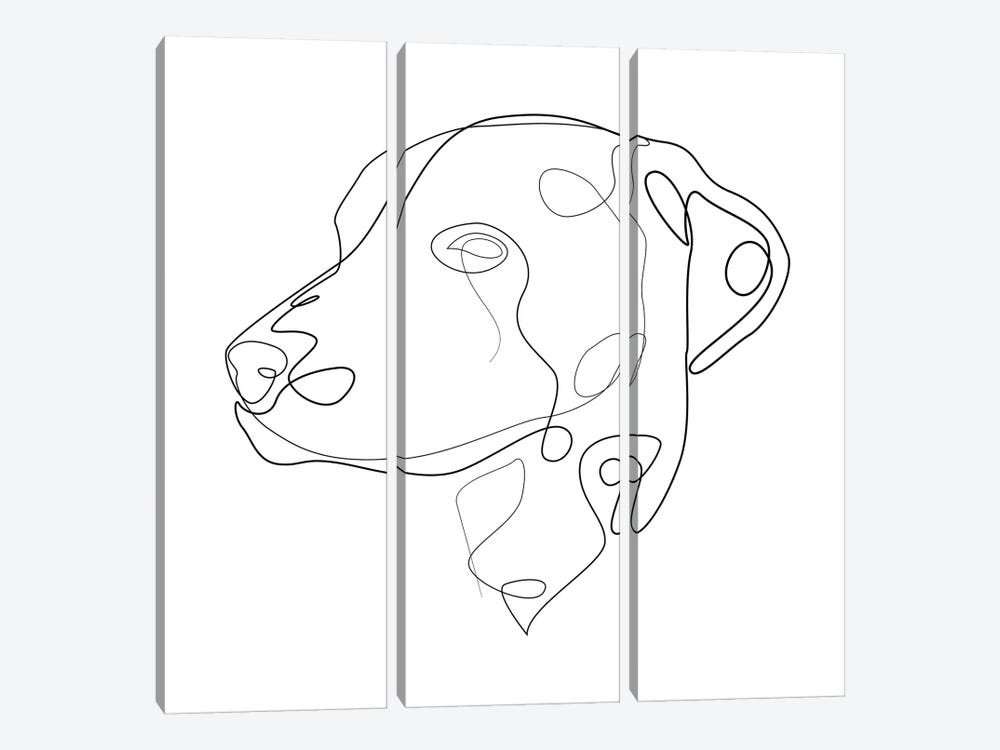Dalmatian - One Line Dog by Addillum 3-piece Canvas Art Print