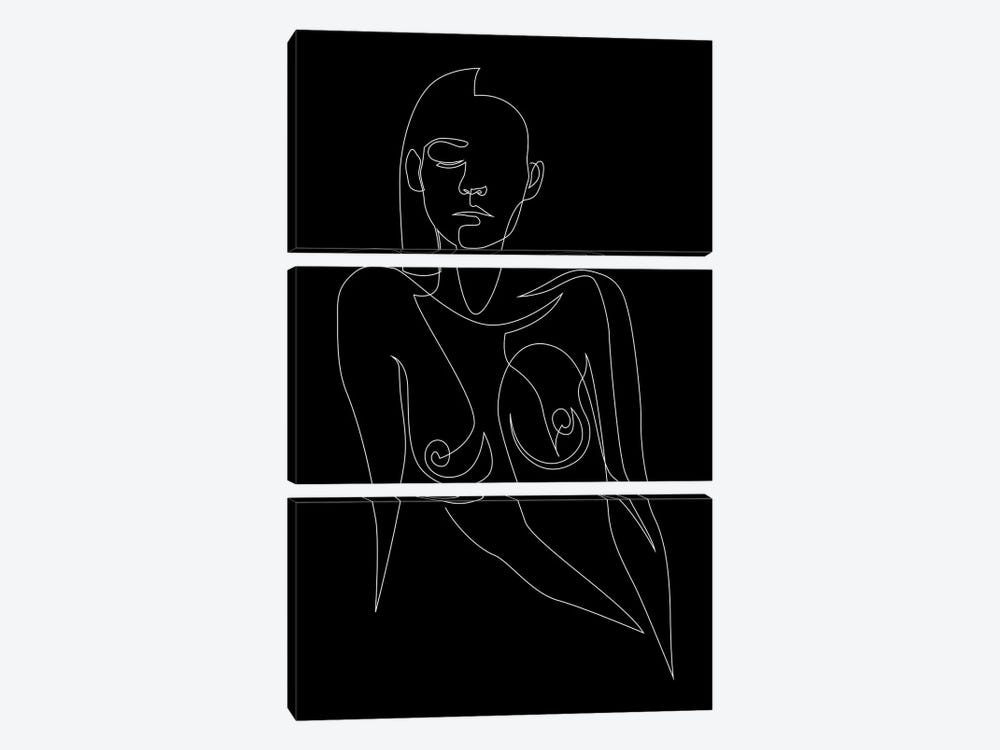 Nude Black - One Line by Addillum 3-piece Canvas Art