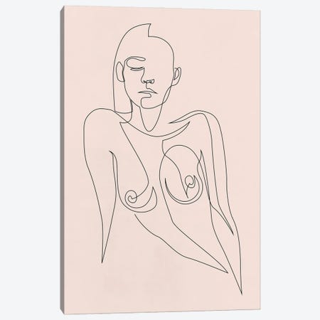 Nude Pastel - One Line Canvas Print #AUM51} by Addillum Canvas Artwork