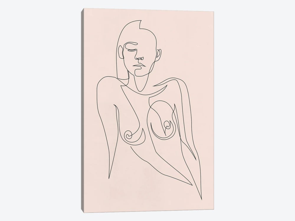 Nude Pastel - One Line by Addillum 1-piece Canvas Art Print