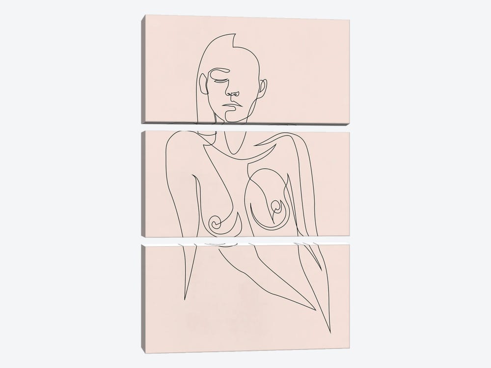 Nude Pastel - One Line by Addillum 3-piece Art Print
