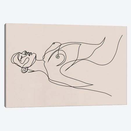 Nude Pastel - One Line Canvas Print #AUM56} by Addillum Art Print