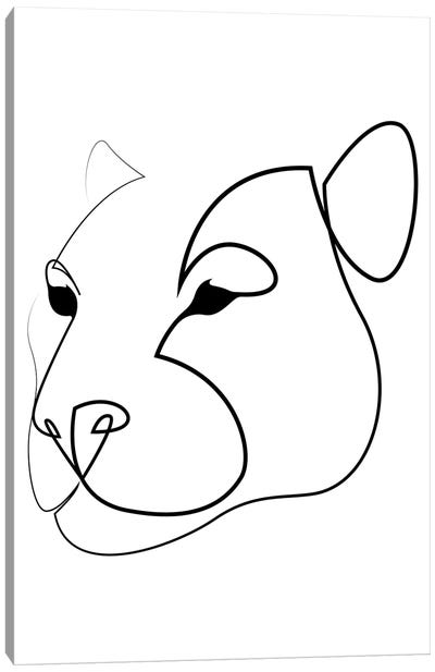 One Line Panther Canvas Art Print - Panther Art