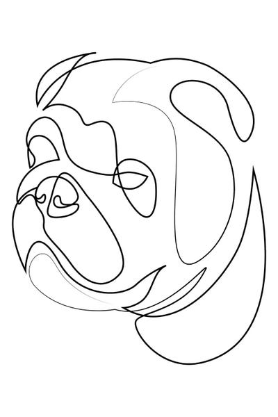 English Bulldog - One Line by Addillum metal wall art