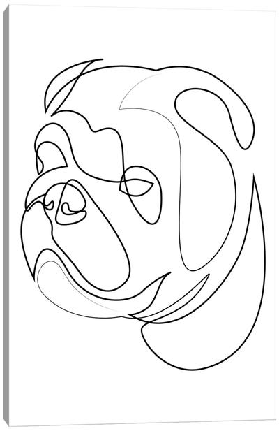 English Bulldog - One Line Canvas Art Print - Bulldog Art