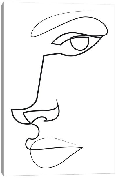 Abstract Line Face Canvas Art Print - Abstract Figures Art