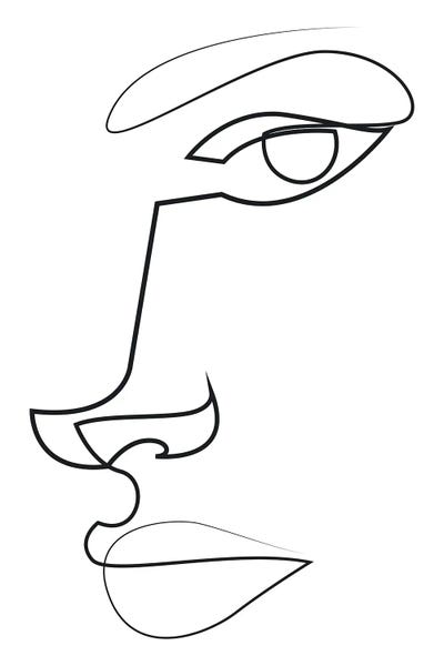 Large Art for Bathroom - Canvas Prints: Abstract Line Face by Addillum