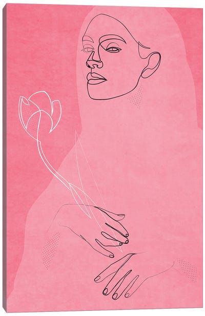 Girl With A Flower Canvas Art Print - Addillum