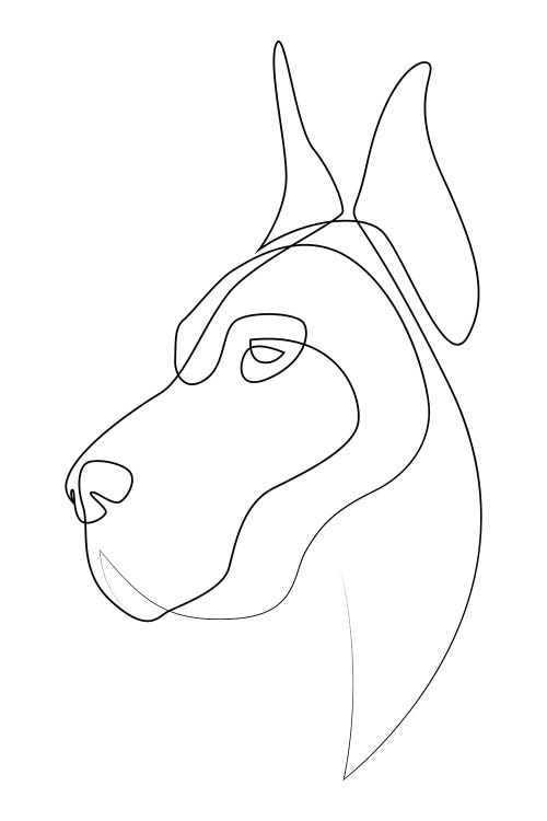 Great Dane - One Line Dog by Addillum wall art