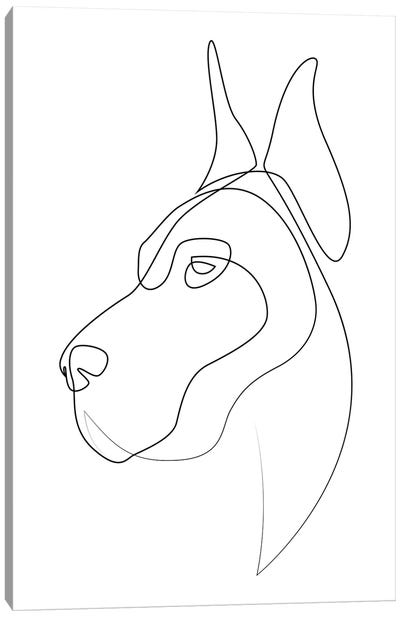 Great Dane - One Line Dog Canvas Art Print - Great Dane Art