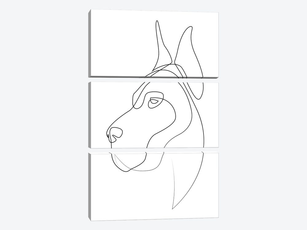 Great Dane - One Line Dog by Addillum 3-piece Canvas Artwork