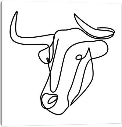 One Line Bull - Hillbilly Canvas Art Print - Bull Art