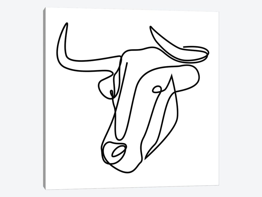One Line Bull - Hillbilly by Addillum 1-piece Canvas Art
