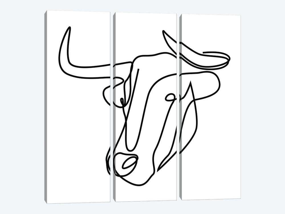 One Line Bull - Hillbilly by Addillum 3-piece Canvas Art
