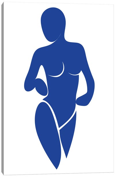 Abstract Nude In Blue Canvas Art Print - The Cut Outs Collection