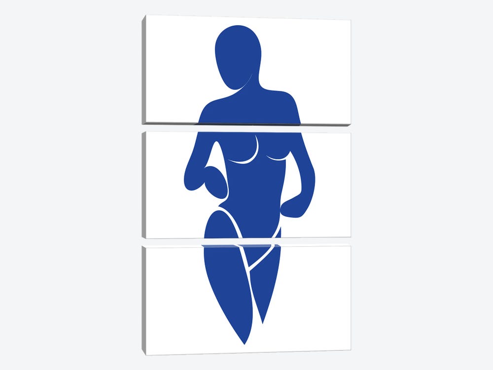 Abstract Nude In Blue by Addillum 3-piece Canvas Art Print