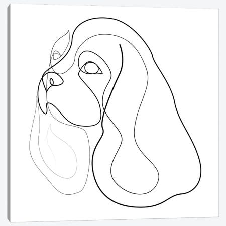 King Charles Cavalier - Spaniel - One Line Dog Canvas Print #AUM75} by Addillum Art Print