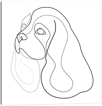 King Charles Cavalier - Spaniel - One Line Dog Canvas Art Print - Spaniels