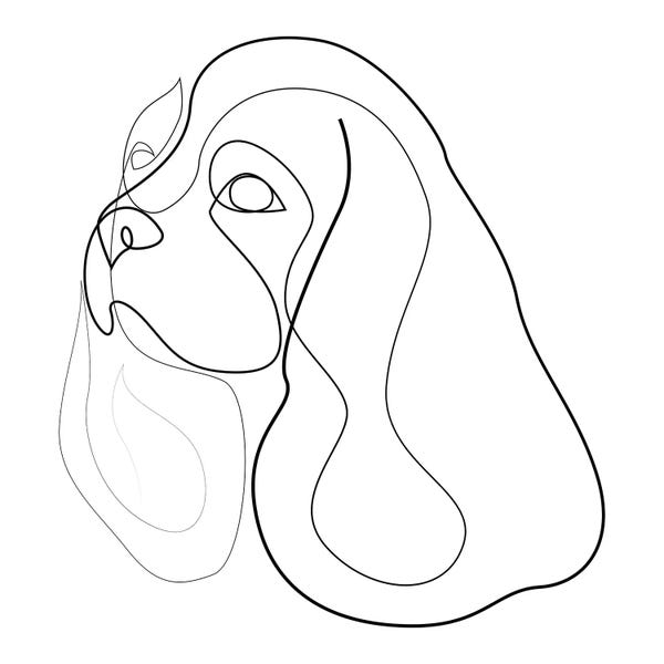 Black & White Minimalist Décor: King Charles Cavalier - Spaniel - One Line Dog by Addillum