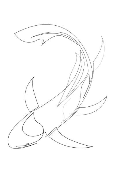 Black & White Minimalist Décor: Koi - One Line Fish by Addillum