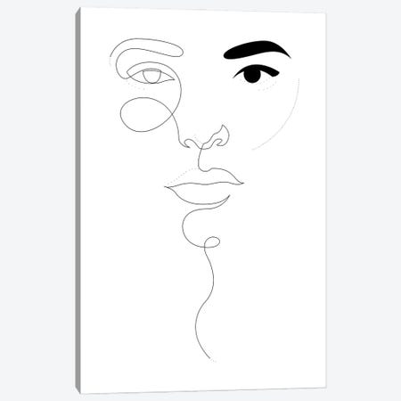 One Line Dot Face Canvas Print #AUM80} by Addillum Art Print