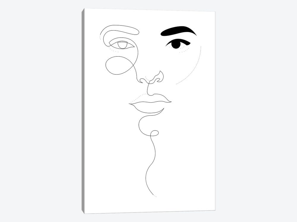 One Line Dot Face 1-piece Canvas Art Print
