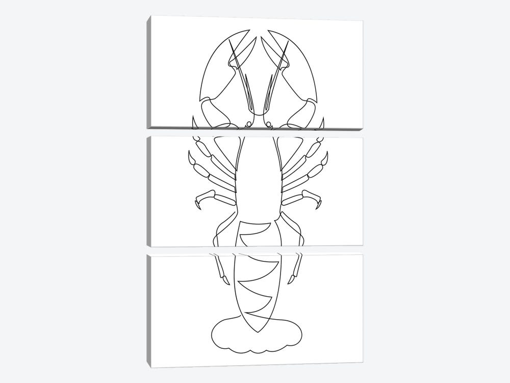Lobster One Line by Addillum 3-piece Canvas Art Print