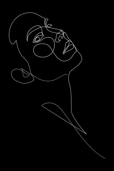 Line Face - Black by Addillum multi panel art