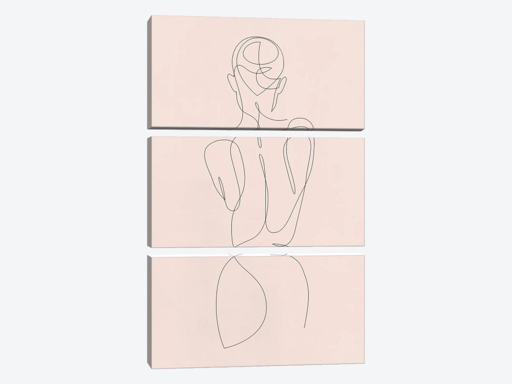 Pastel - One Line Nude by Addillum 3-piece Canvas Print