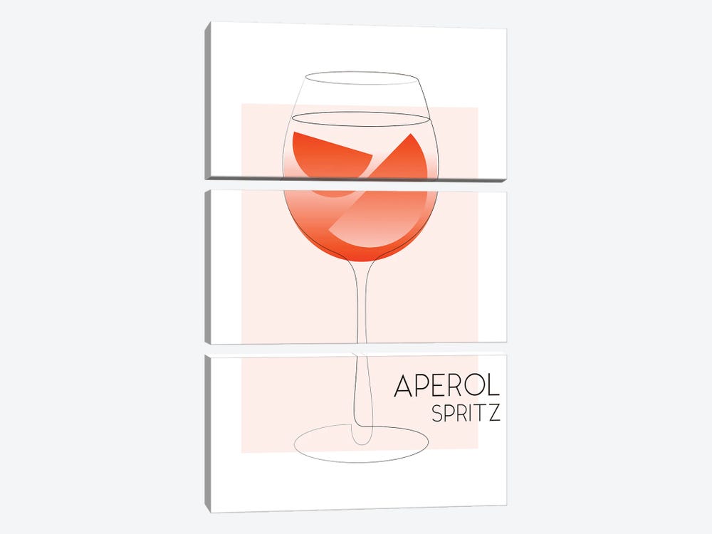 Aperol Spritz - One Line by Addillum 3-piece Canvas Print