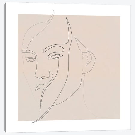 Misfaith - Line Face - Pastel Canvas Print #AUM92} by Addillum Canvas Artwork