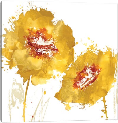 Flower Burst In Amber II Canvas Art Print - Vanessa Austin