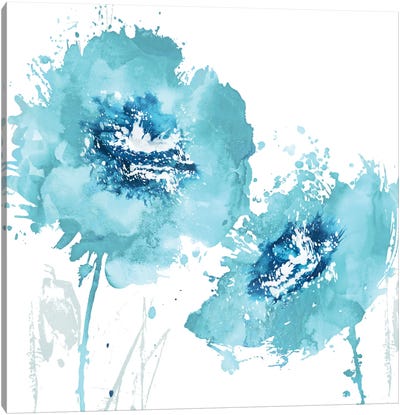 Flower Burst In Aqua II Canvas Art Print - Vanessa Austin