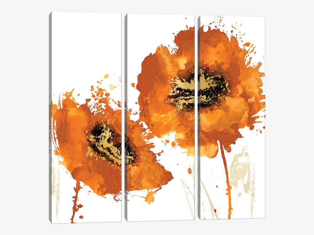 Flower Burst In Mandarin I by Vanessa Austin 3-piece Canvas Artwork