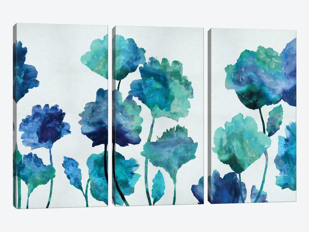 Aqua Blossom by Vanessa Austin 3-piece Canvas Art