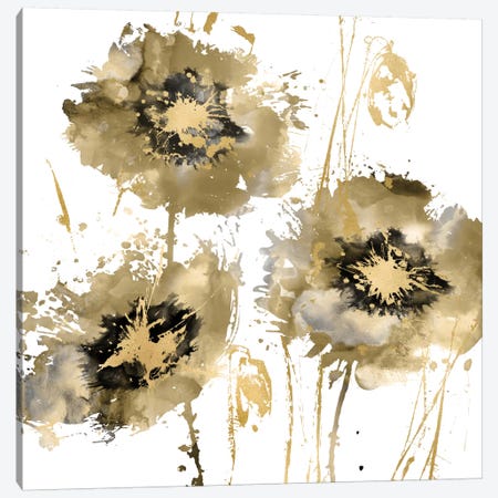 Flower Burst Trio In Gold Canvas Print #AUS24} by Vanessa Austin Canvas Wall Art