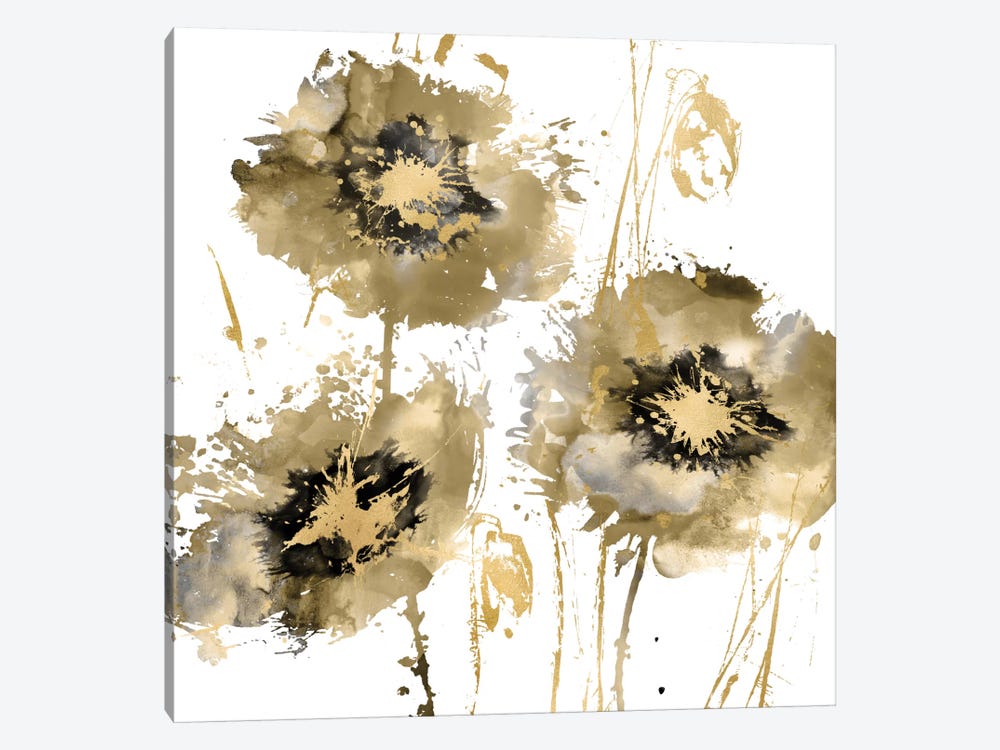 Flower Burst Trio In Gold by Vanessa Austin 1-piece Art Print